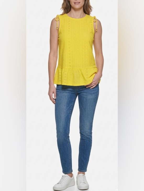 Michael Kors Tops - Michael Kors Vibrant Yellow Eyelet Tops Women Size Small